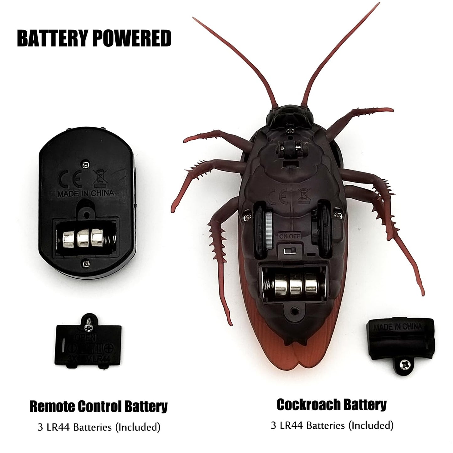 Tipmant Rc Cockroach Toy Remote Control Roach Insect Realistic Simulation Electric Electronic Animal For Cat Toddler Kids Birthd