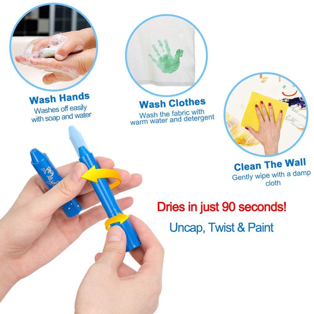 MayMoi Tempera Paint Sticks - 24 Bright Colors, Quick Drying, Easy to Color and Washable Crayons for Kids and Students