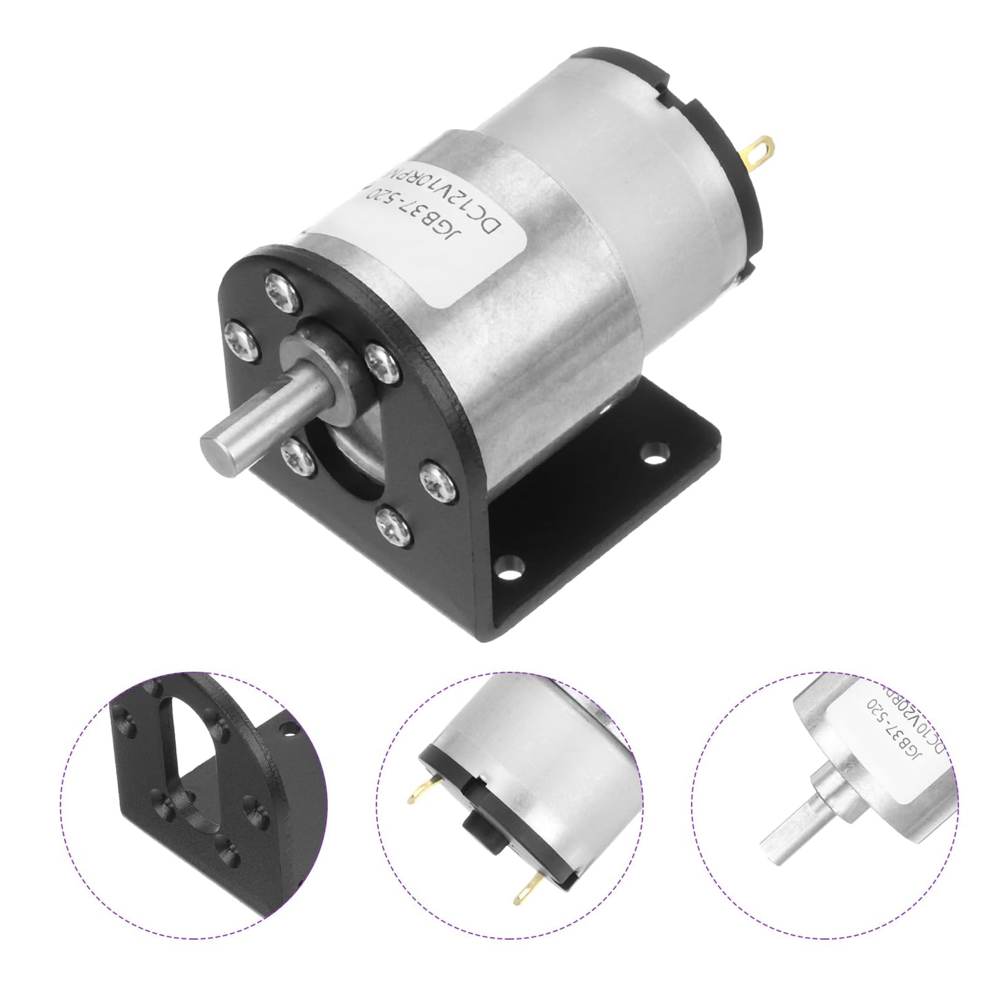 Dmiotech Micro Dc 12V 10Rpm Geared Motor With Bracket Gear Reduction Motors 37Mm Diameter Gearbox Micro Speed Reduction For Rc C