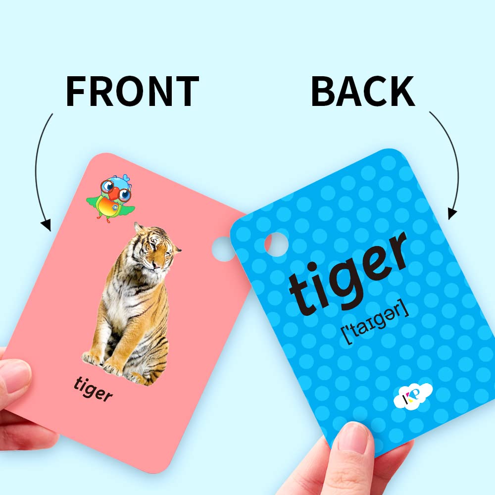 Toddler Land Animals Flash Cards for Kids Wild Forest Animals Cards,Sight Words with Pictures Flash Cards for Toddlers 52 Pcs wi