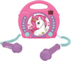 Lexibook Unicorn - Cd Player With Mics, Programming Function, Headphones Jack, For Kids, With Power Supply Or Batteries, Pink/Pu