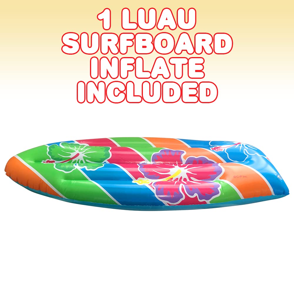 Artcreativity 34' Luau Surfboard Inflate, Inflatable Surfboard For Beach, Tropical And Luau Party Decorations, Inflatable Pool Toy For Kids And Adults, Beach Party Inflate