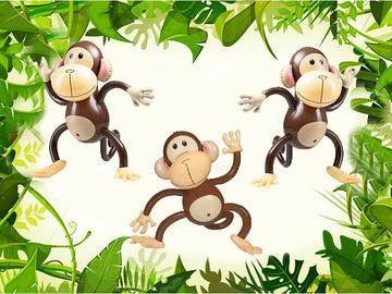 Inflatable Monkeys 27 Inch, 3-Pack Monkey Safari Party Supplies Inflatable Safari Animals Monkey Themed Birthday Party Decorations For Safari, Jungle Themed Birthdays, Blow Up Party Favors Supplies