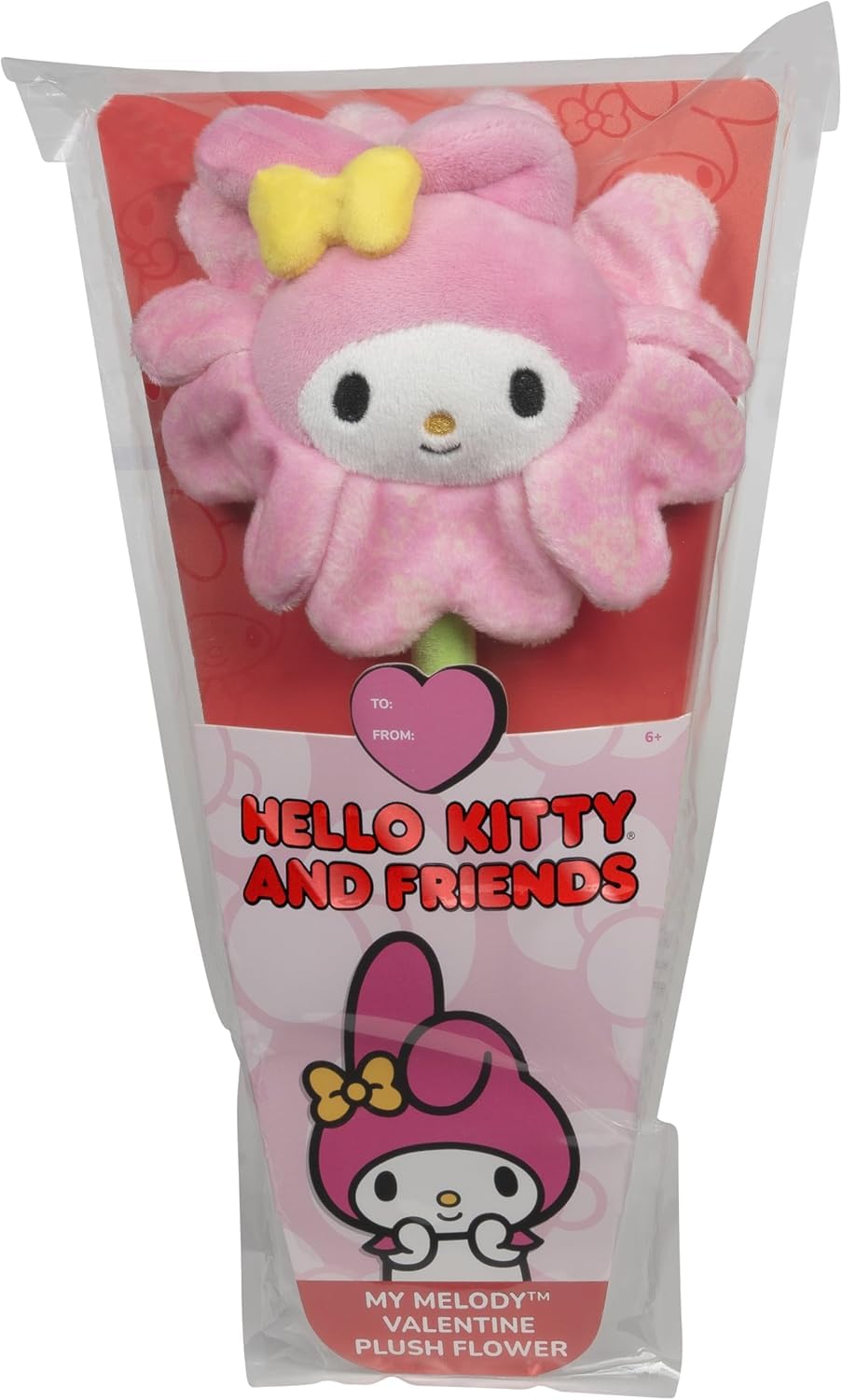 Hello Kitty And Friends 14-Inch My Melody Pink Plush Valentine Flower With A Bendable Stem - Giftable Packaging - Officially Lic