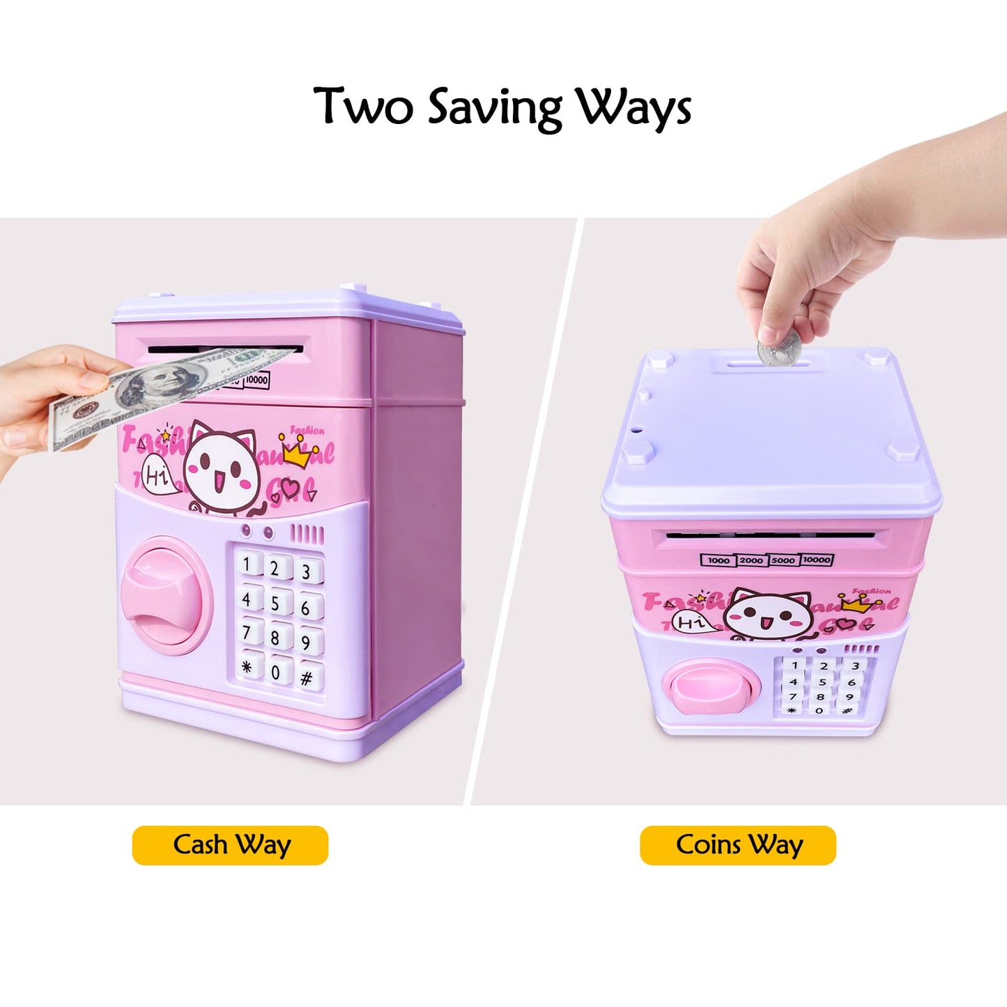 Piggy Bank For Kids, Money Bank For Girls Boys Teen Adults Electronic Atm Machine Password Cash Coin Can With Stickers, Toy For 5 6 7 8 9 10 11 12 Year Old Children Birthday Gifts