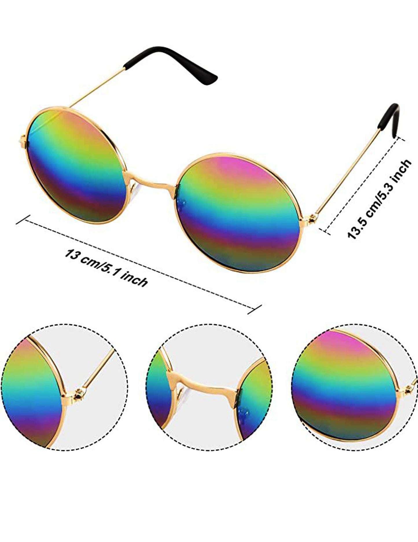 Inrajoper Boys 4 Pcs Hippie Costume Accessories Set, 60s 70s Tie Dye T-Shirt, Multicolor, Size 9-10 Years for Theme Parties