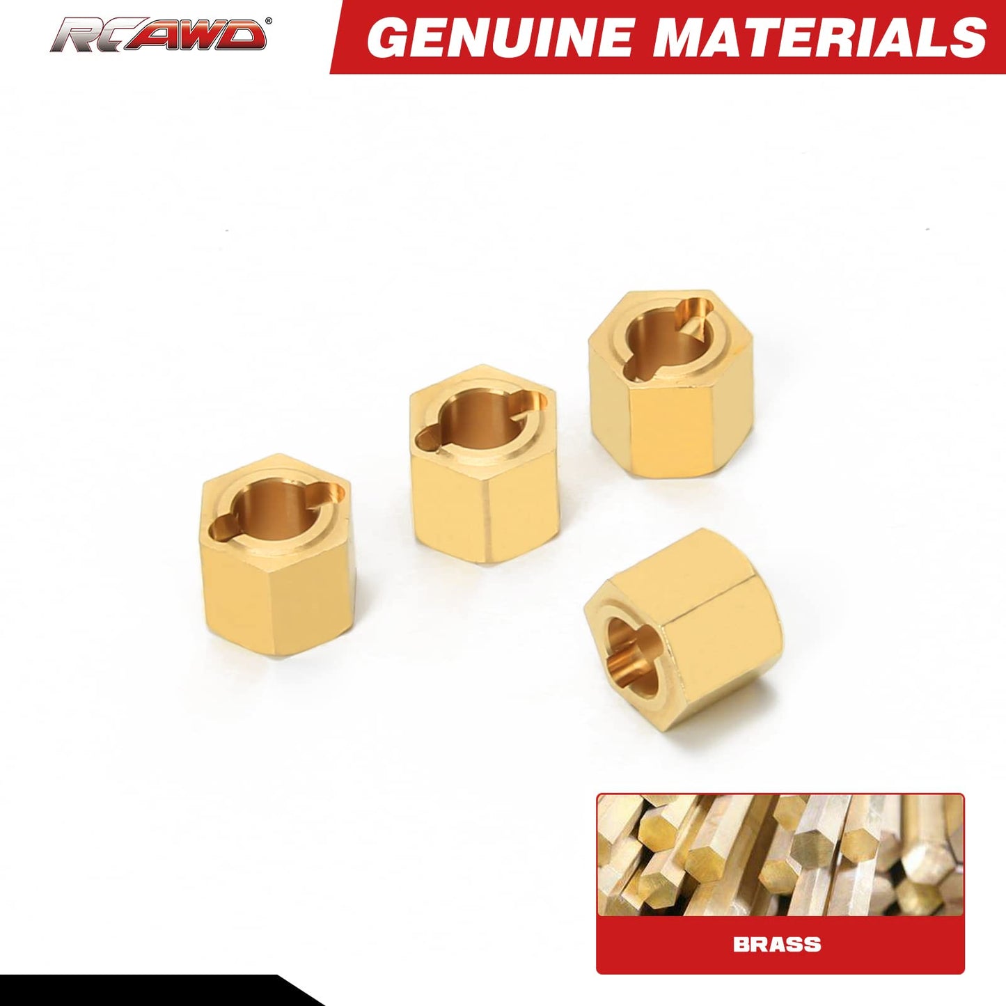 RCAWD Full Brass Wheel Hex Hub Adaptor H7*6.2mm Extended 2mm for 1/24 FMS FCX24 Upgrade Parts