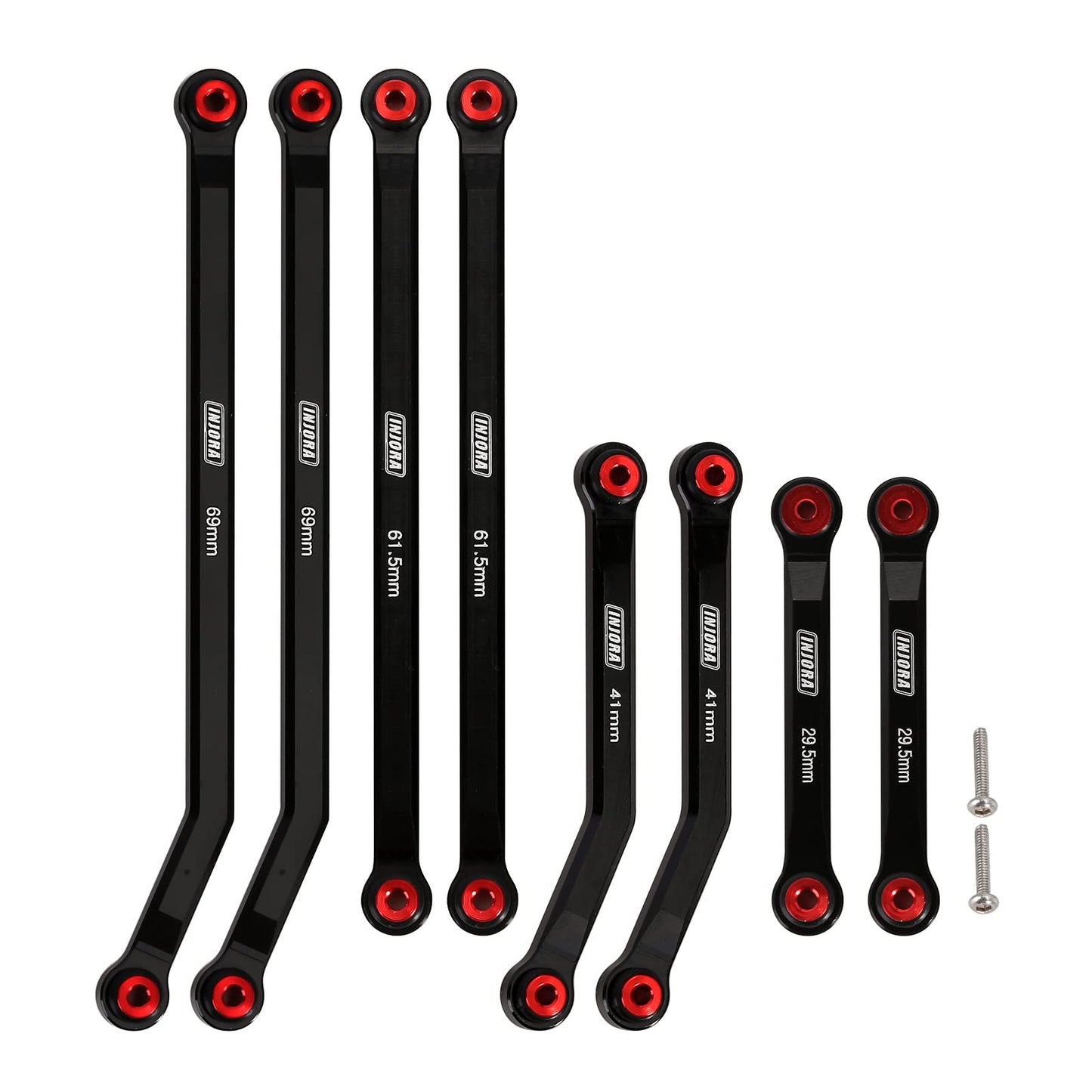 INJORA High Clearance 4 Links Set CNC Aluminum Links Set for SCX24 AXI90081 Deadbolt Axial 1/24 RC Crawler Car,8PCS(Black)