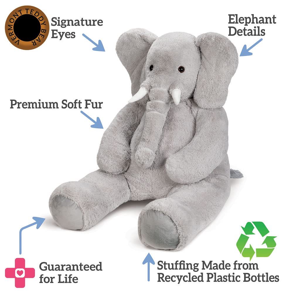 Vermont Teddy Bear Giant Stuffed Elephant - Large Stuffed Elephant, 6 Foot, 6 Ft, 72''