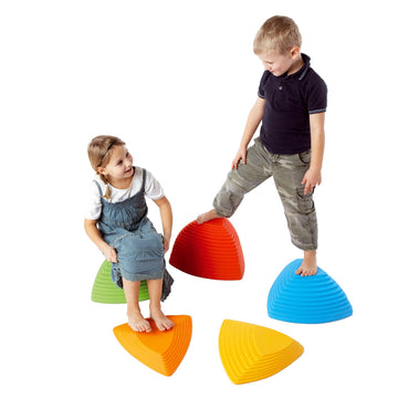 Gonge Hilltops - The Original Non-Slip Stepping Stones For Kids - Balance, Coordination, Motor Skills - Vibrant Colors - Set Of 5