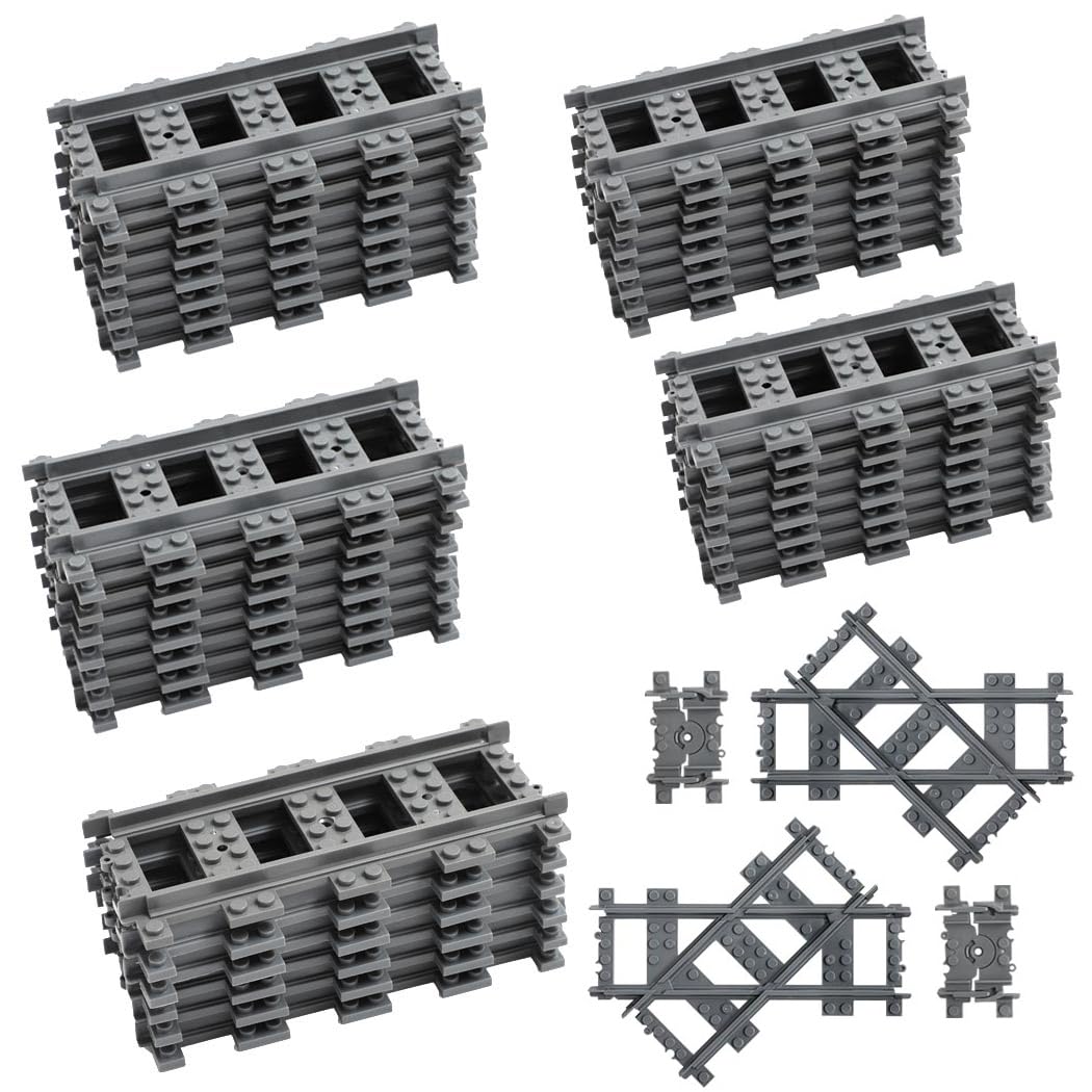 Etarnfly 42Pcs City Train Tracks, Classic Accessories, Railroad Building Toy Compatible With All Major Brand - 38 Straights, 2 L