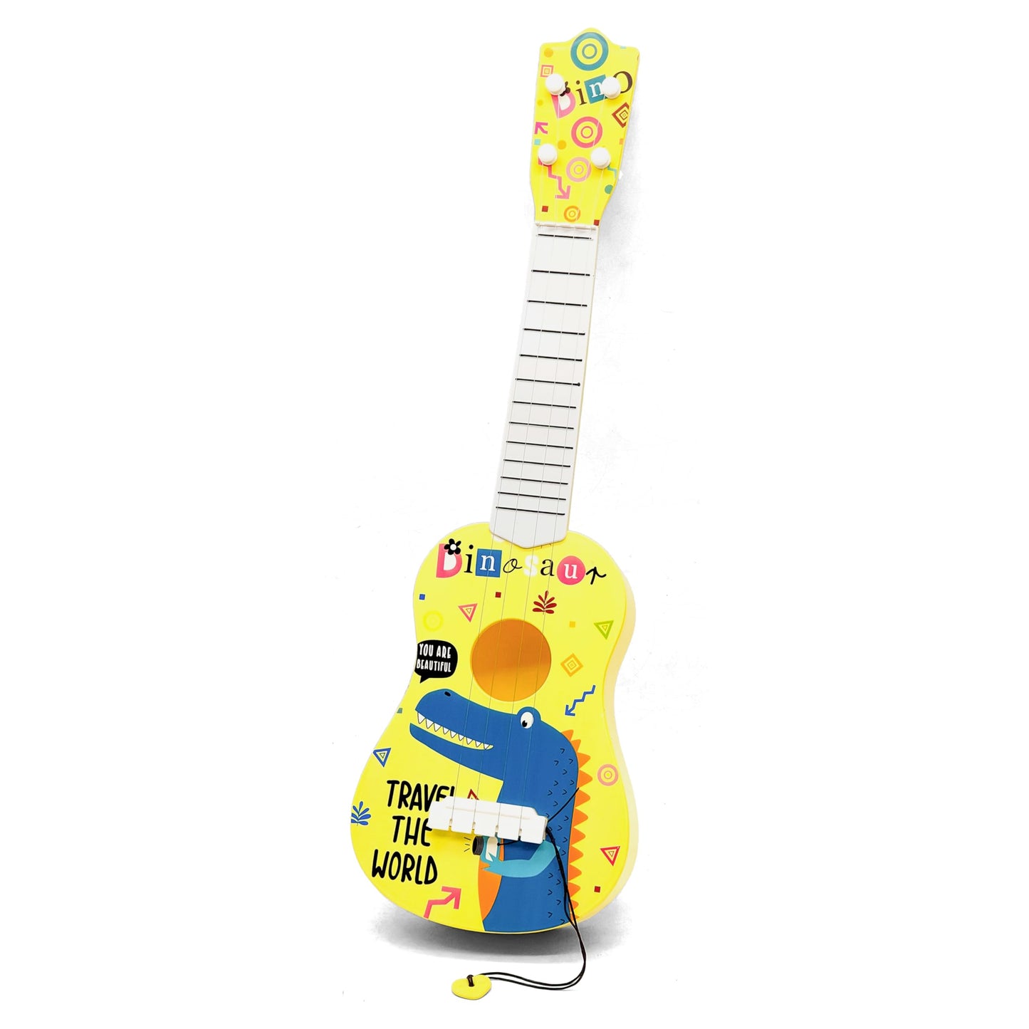 Vgrassp 22 Inch 4 String Dinosaur Theme Kids Guitar Toy - Colorful Cartoon Design Musical Instrument Toy, Educational Ukulele St