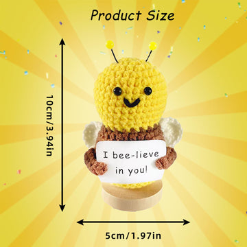 Aabxx Funny Mini Positive Potato,3 Inch Cute Crochet Doll With Positive Card,Soft Wool Knitting Toy Decoration Encouragement Support For Birthday Gifts Room Decor (Positive Bee)