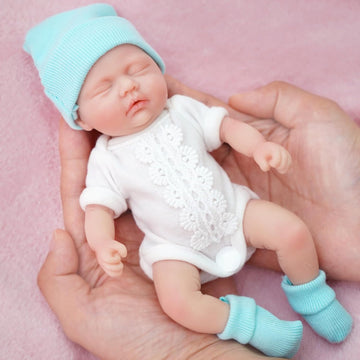 Mire & Mire 7 Inch Full Body Silicone Baby Dolls That Look Real,Not Vinyl Dolls,Real Platinum Doll Bald,Soft Lifelike Newborn -