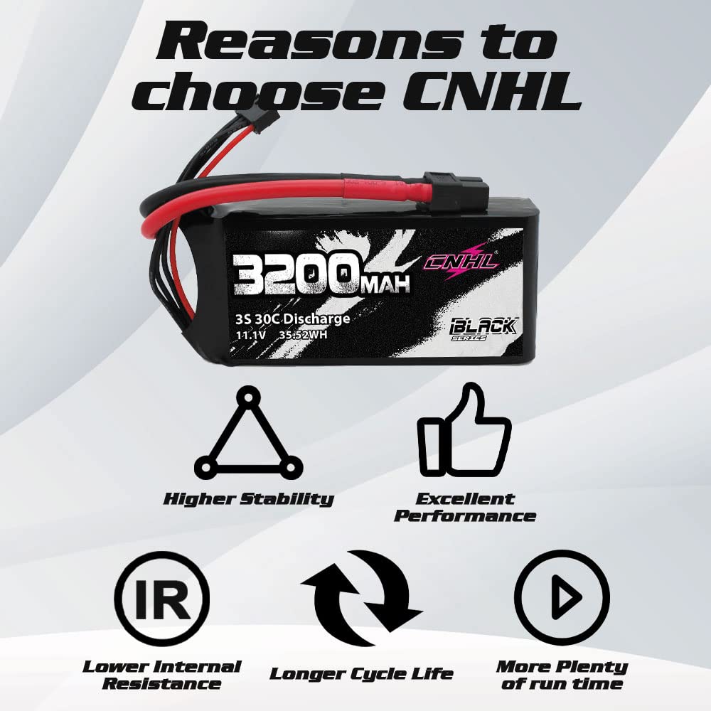 CNHL 3200mAh 3S Shorty Lipo Battery 30C 11.1V lipo Battery with XT60 for RC Airplane RC Quadcopter RC Evader BX Car RC Truggy RC
