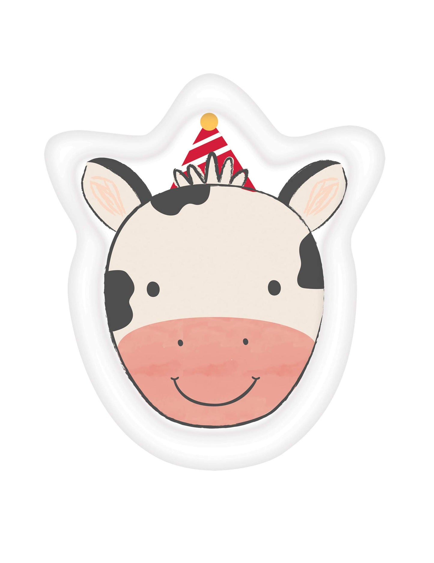 Adorable Barnyard Birthday Cow Shaped Plates (7' X 8.75') - Pack Of 8 - Multicolor Plastic Design - Perfect For Kids' Animal-Themed Party Celebrations