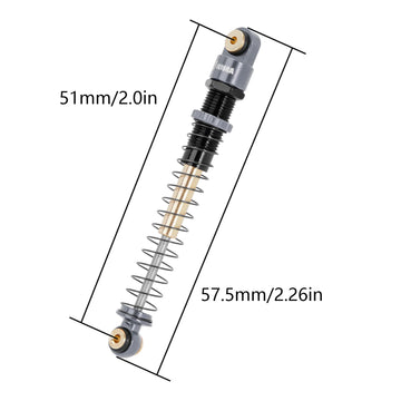 INJORA 51mm Shocks-Long Travel Threaded Double Barrel Damper for Axial AX24 SCX24 Upgrade 1/24 RC Crawler(Grey)