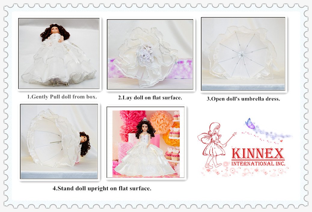 Kinnex Collections By Amanda 18' Porcelain Quince Anos Quinceanera Umbrella Last Doll Muneca Centerpiece ~ Kw18728 ~ (Turquoise)