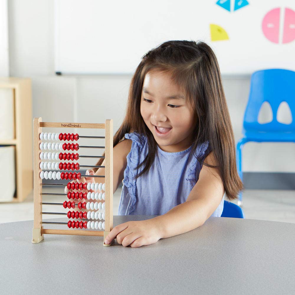 Hand2Mind Mini 100 Bead Wooden Rekenrek, Abacus For Kids Math, Math Manipulatives Kindergarten, Counting Rack For Kids, Counters For Kids Math, Educational Toys For Elementary Kids (Set Of 4)