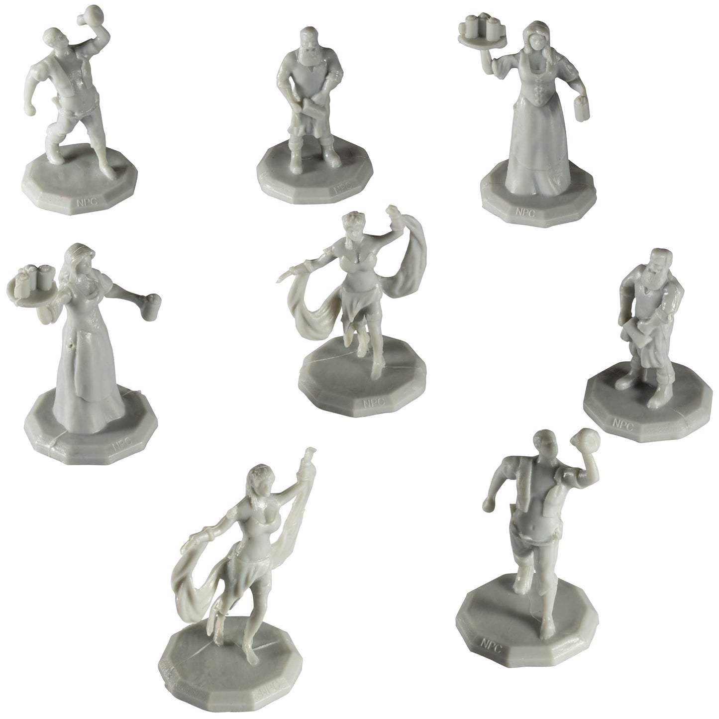 Monster Townsfolk Mini Fantasy Figures - 8Pc Pub Workers Non Player Character Npc Miniatures- 1'' Hex-Sized Compatible With Dnd