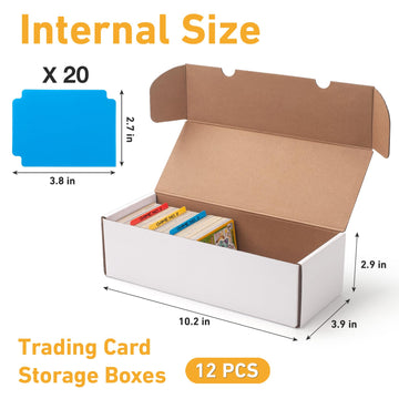Sunezlgo 12 Pack Trading Card Storage Box,Cardboard Sports Game Card Storage Collector Boxes With 20 Pcs Dividers,Card Organizer