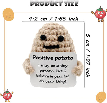 Gkuzus 12Pcs Positive Gifts Crochet Potato Doll Funny Knitted Wool Creative Cute Toy With Positive Card Good Luck Encouragement
