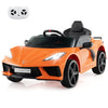 Costzon Ride On Car Licensed Chevrolet Corvette C8 Kids' Electric Vehicles w/Remote Control Wireless Connection Lights/Horn/Music/4-Wheel Spring Suspension Kids Car for Boys Girls Aged 3+(Orange)