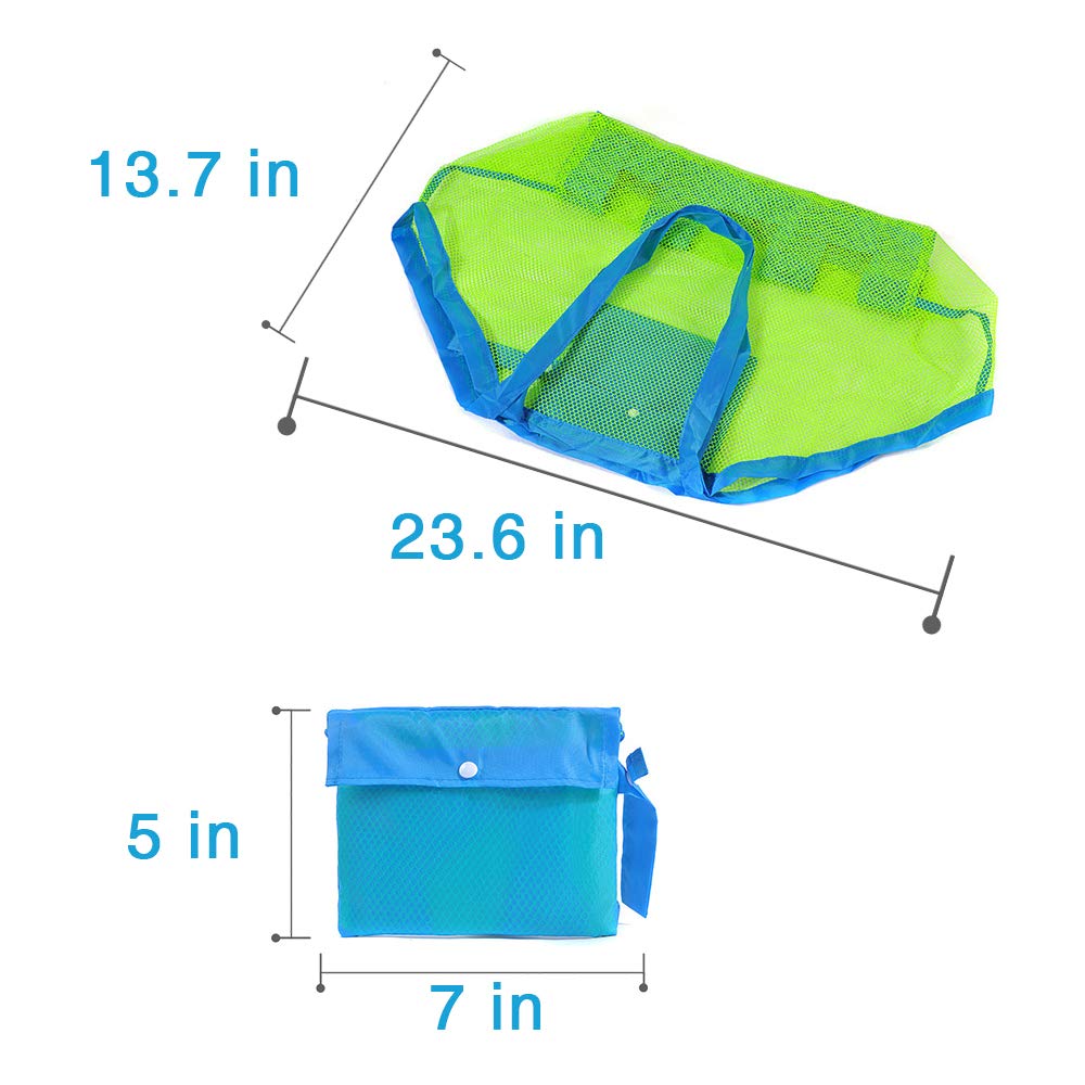 Mesh Beach Sand Toy Bags, Extra Large, Foldable Totes Shell Storage Bag Quick Dry Net Tote for Kids ,Away from Sand Pool Supplie