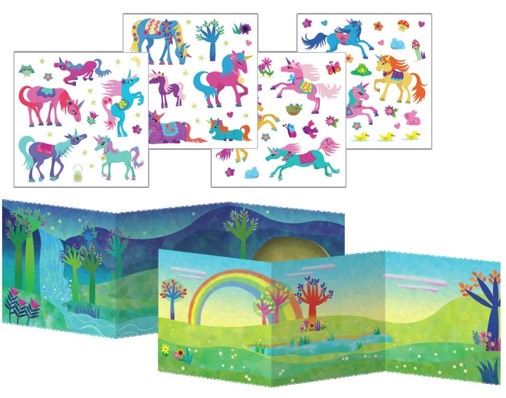 Peaceable Kingdom Reusable Sticker Tote - Magical Unicorns, Colorful Vinyl, Model SP71