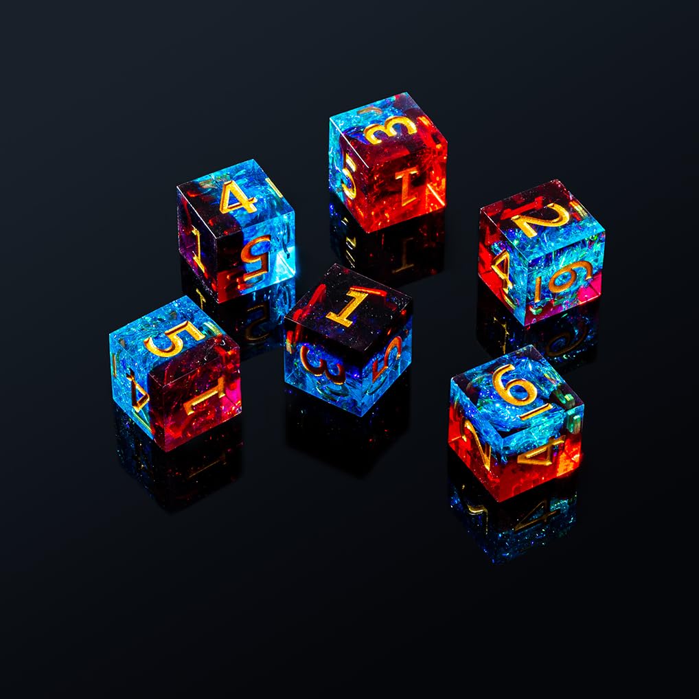 Yiotfandoll 6Pcs Polyhedral Dice D6 Dice 16Mm Resin Dice Game Dice For Rpg Mtg Dnd Dice Table Games (Red Blue)