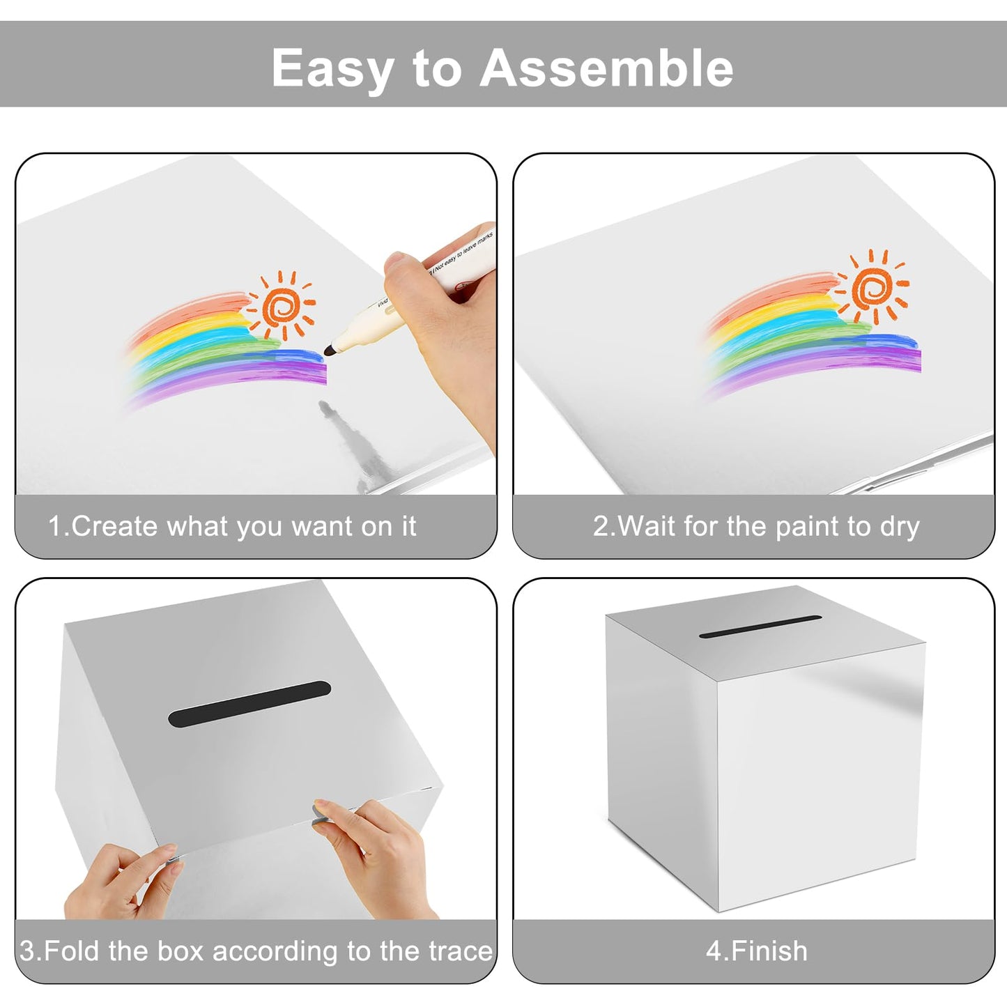 Adorox Money Box Memory Cards Reception Centerpiece Box (Sliver)