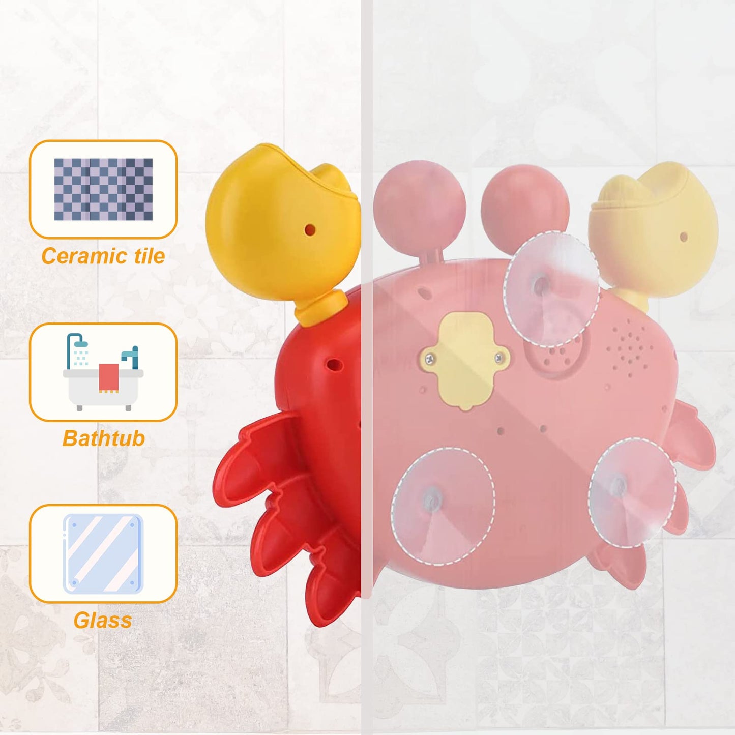 Crab Bath Toys For Toddlers 1-3 2-4 Bathtub Bubble Maker With Music Automatic Kids Bathtub Bubble Machine Baby Bath Toys For Infants 6-12 12-18 Months Birthday Gifts For 1 2 3 Year Old Boys Girls