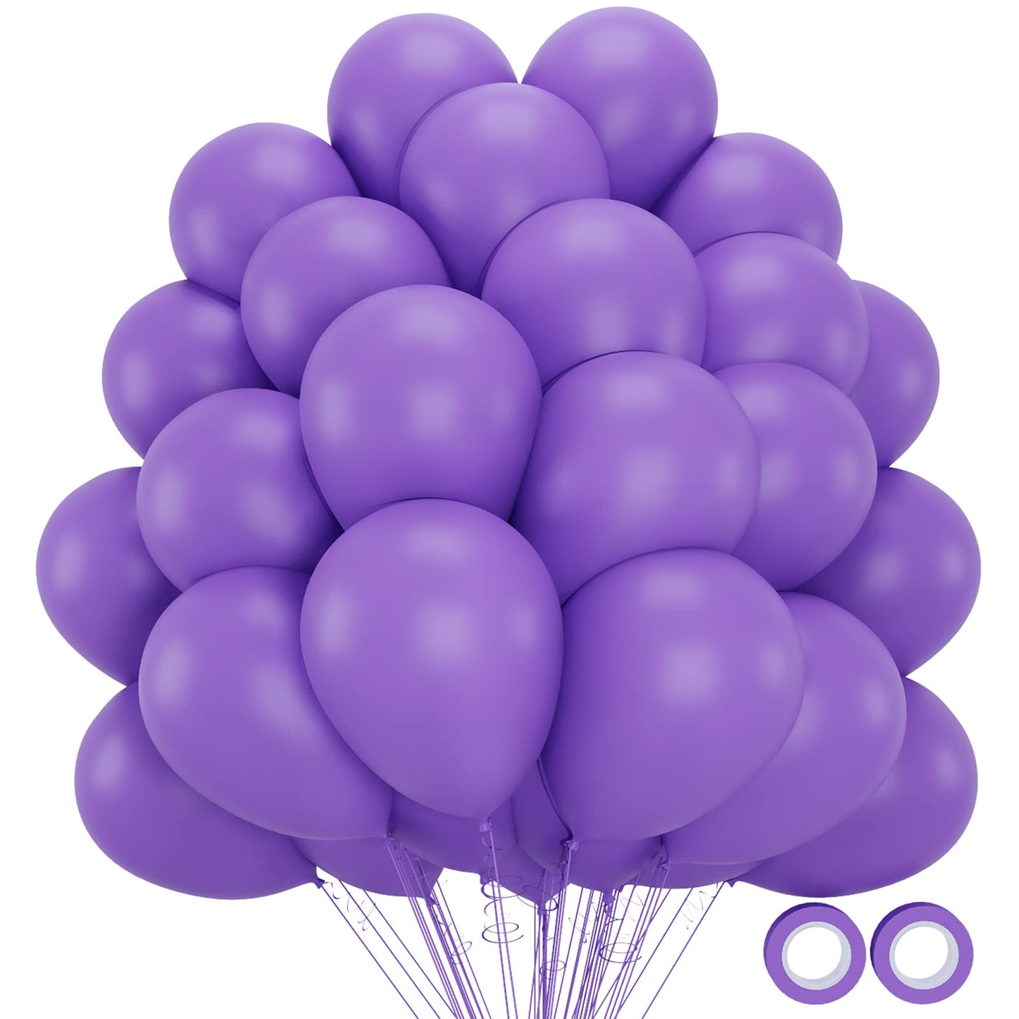 Moukiween Purple Balloons 12 Inch - 70 Pcs Light Purple Balloons For Wedding Baby Shower Birthday Halloween Christmas Party Decorations