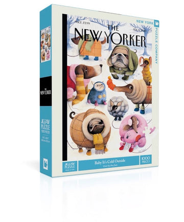 New York Puzzle Company 1000 Piece Jigsaw Puzzle - Baby It's Cold Outside - Linen Material