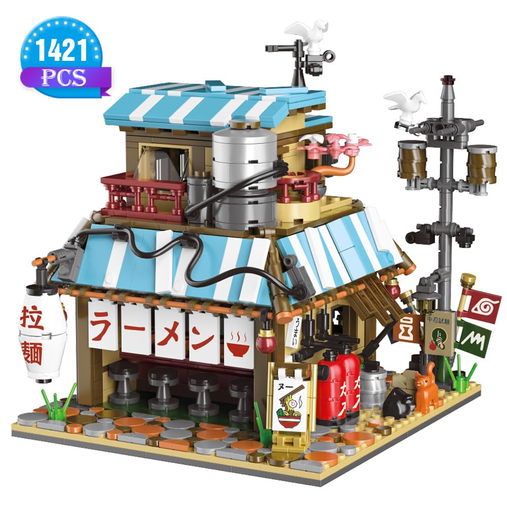 RAVAYO Japanese Ramen Shop Building Blocks Set - Plastic Mini Brick Toy, 8"x8"x2", Model RA011, Ideal Gift for Ages 14+