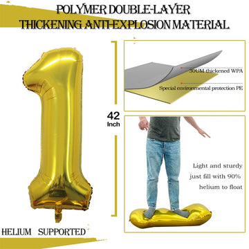 Goer Number 14 Balloons For 14Th Birthday Sweet 14 Party Decorations,42 Inch Jumbo Foil Helium 41 Balloons For 41St Birthday Party Decoration (Gold)