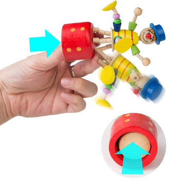 PROLOSO Push Puppet Finger Puppets Thumb Press Base Joker Puppet Push Up Wooden Clown Toys 5 Pcs