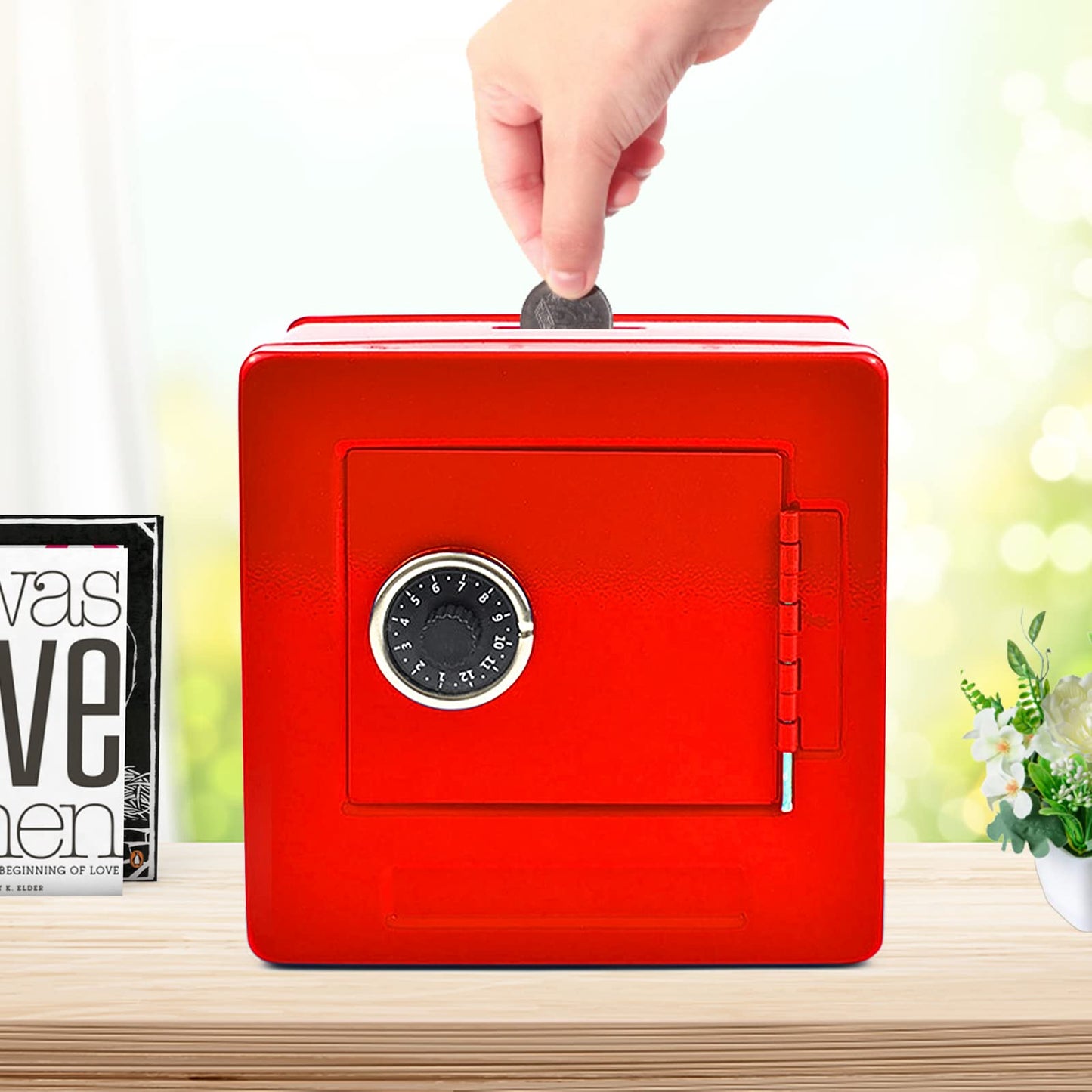 Kids' Mkid Safe Piggy Bank, Metal Safe With Key, Money Saving Box For Children, Boys Girls Best Giftoney Banks (Red, Small)