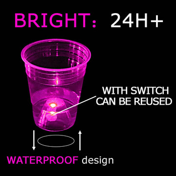 mishunyus 40 Pcs Glow Party Cups,16 oz Plastic Cup Favors for Neon Party Supplies Decoration,Glow In The Dark Cups Neon Party,20