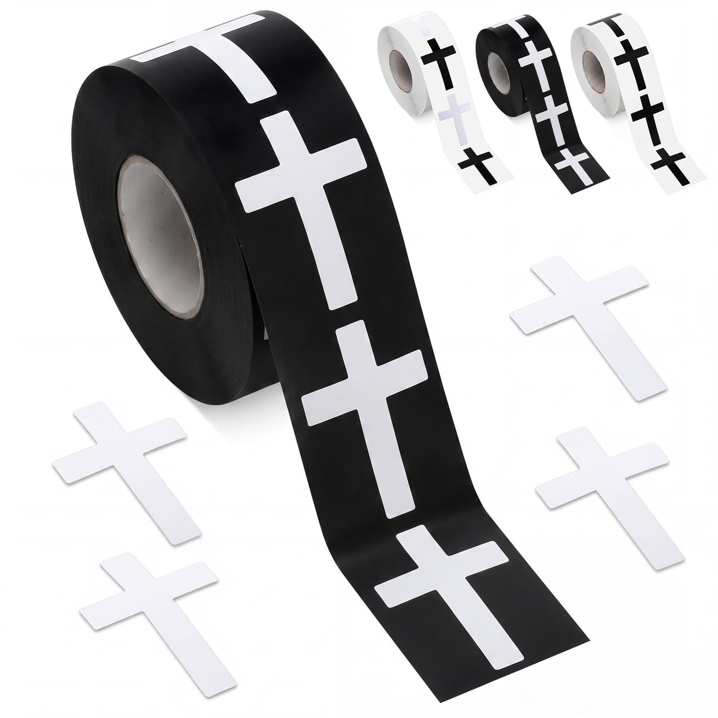 Faccito 600pcs Cross Stickers Crosses Christian Stickers Religious Catholic Sticker Roll for Christian Athlete Baseball Football