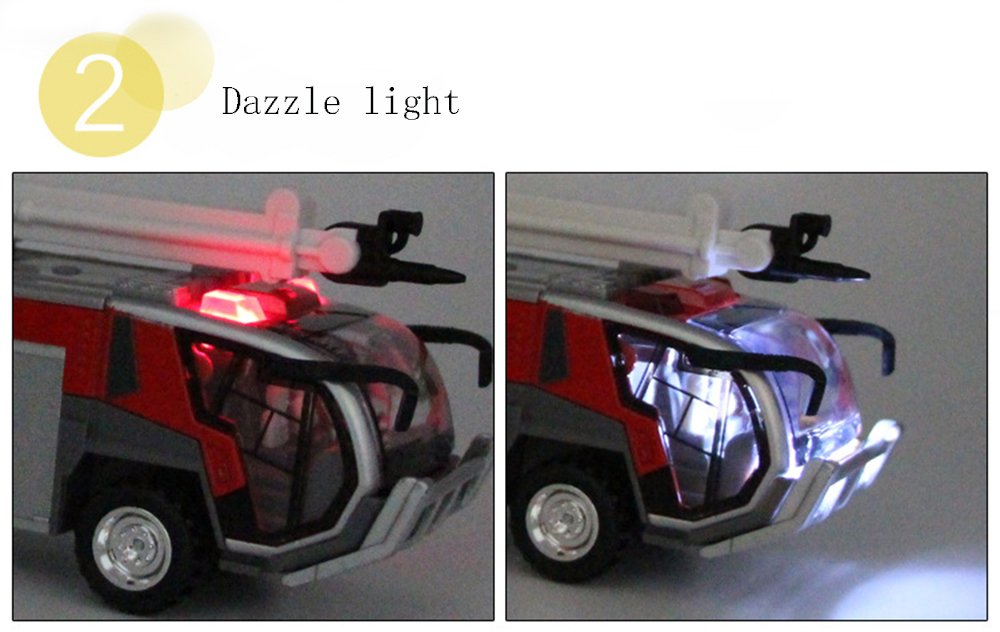 Ailejia Airport Fire Trucks for Boys, Fire Engine Toys Diecast Fire Truck Engine Pullback Friction Toy Engineering Vehicle fire