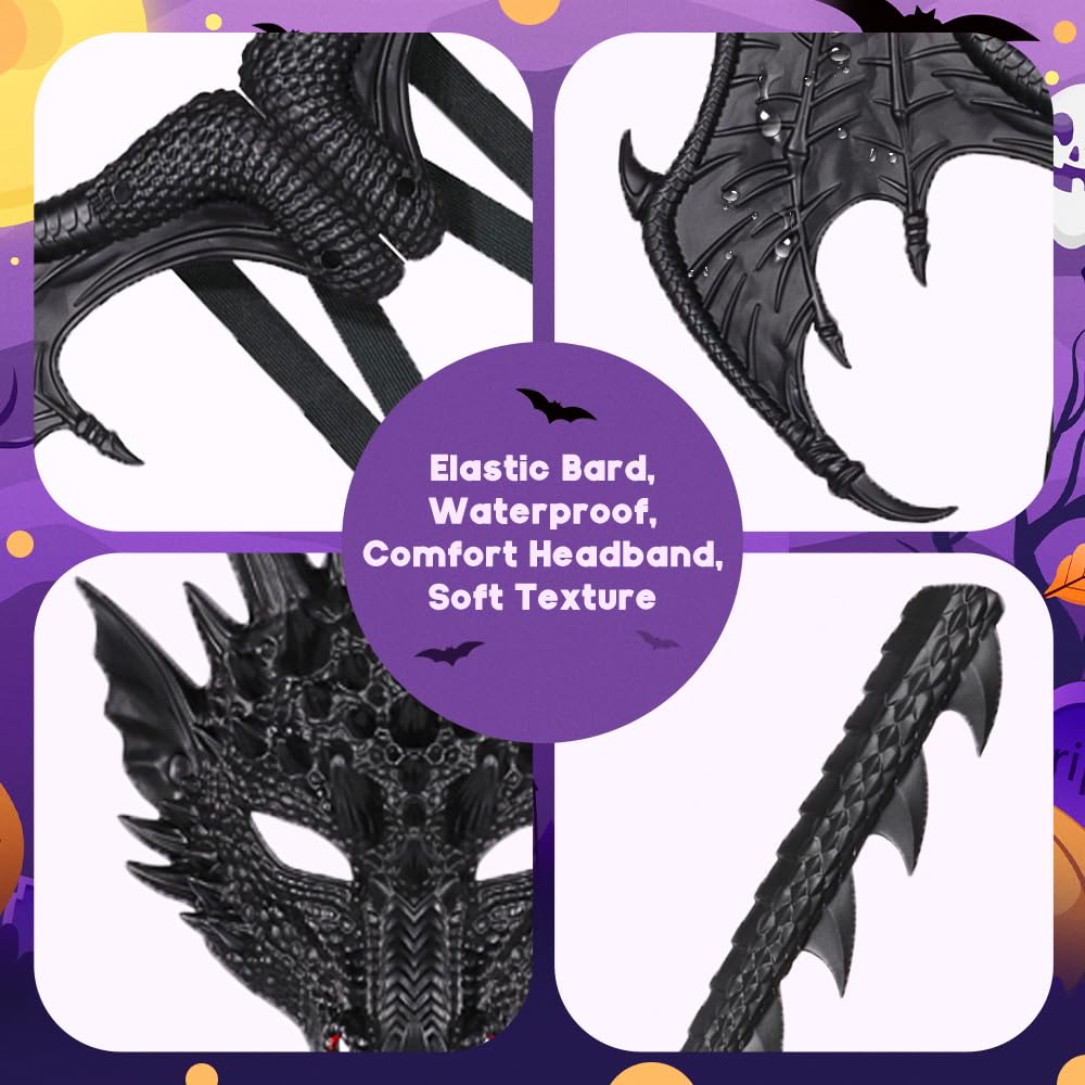MENGKAO Dragon Costume Kids Dinosaur Wings Tail Mask Set Boys Girls Children Dress Up Dino Props for Halloween Cosplay