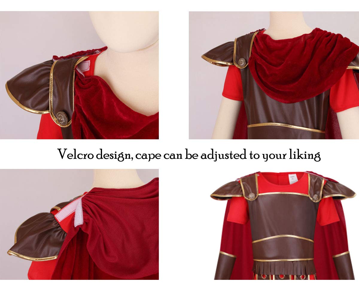 Lmyove Kids Warrior Costume, Halloween Boys Roman Soldier Gladiator Viking Medieval Historical Role Playing Party 4-11Y (Large,Brown)