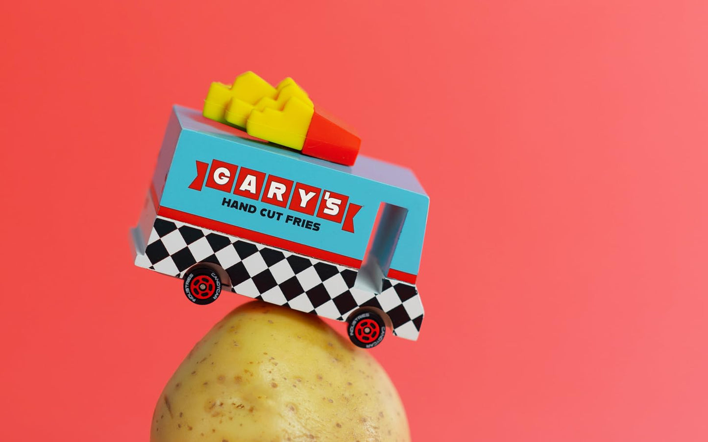 Candylab Toys CANDYCAR Wooden Food Truck Collection - French Fry Van enhanced Handcrafted Beech Wood Toy Car