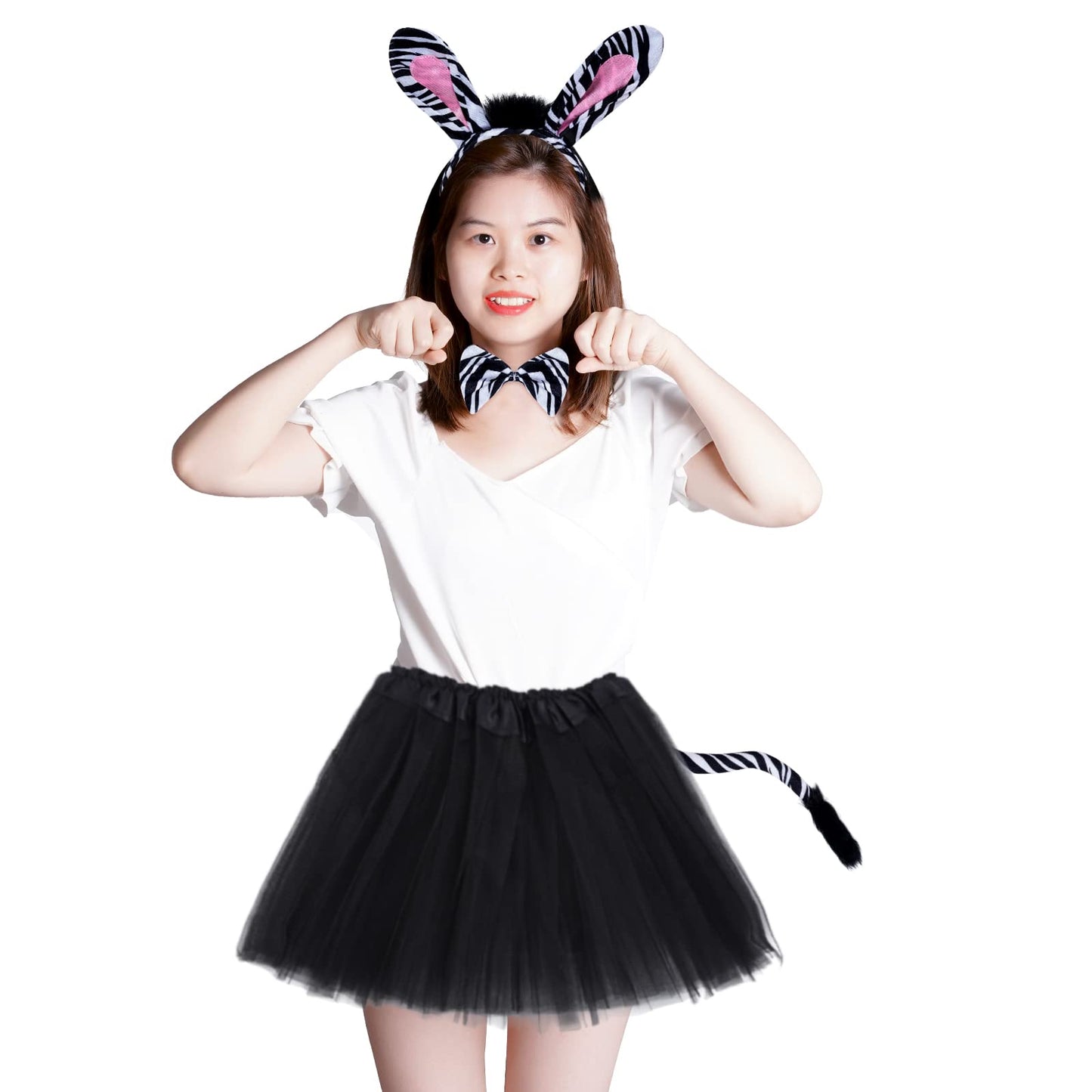 Marrywindix Black Zebra Costume Tutu Set - One Size Animal Fancy Dress for Halloween Party Dress Up Accessories