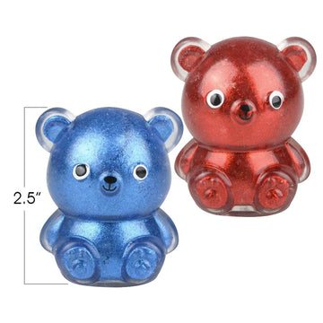 Artcreativity Squish Sticky Bear, Set Of 4, Glittery Squeeze Stress Relief Toys For Kids, Fidgeting Anxiety Toys In Assorted Col