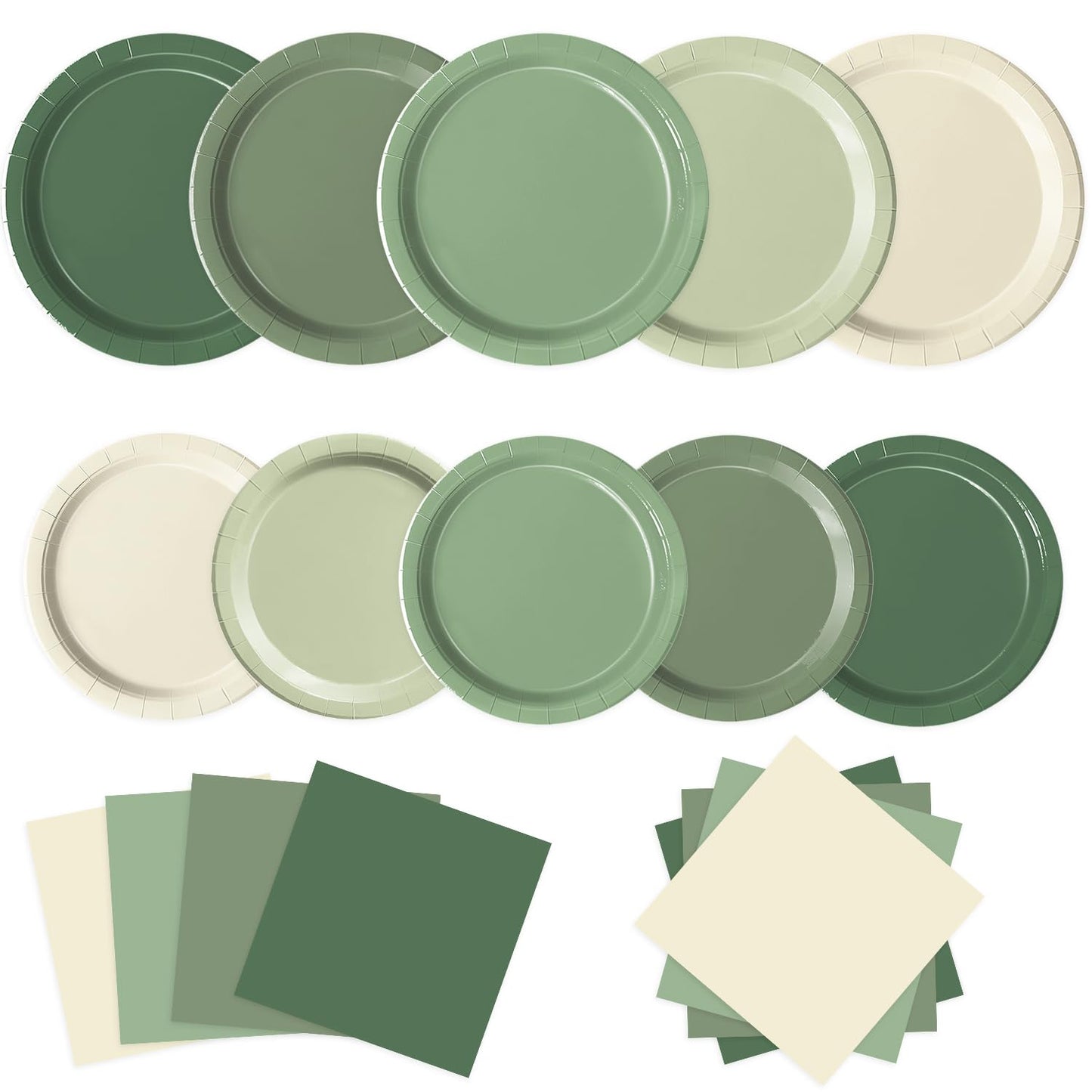 Oigco 60 PCS Sage Green Paper Plates, Sage Green Birthday Decorations, Gradient Plates and Napkins for Birthday Wedding Bridal B