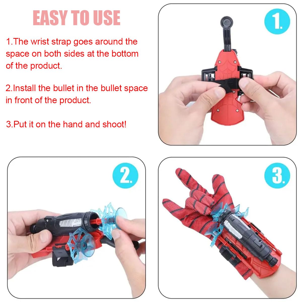 2 Sets Spider Web Shooters Hero Launcher Wrist Toy Set, Cosplay Launcher Gloves Hero Movie Launcher With Wrist Toy Funny Decorat