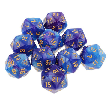 Yiotfandoll 10PCS Polyhedral Dice D20 Dice 20mm Acrylic 20 Sided Dice Game Dice for RPG MTG DND Dice Table Games (Blue Purple)
