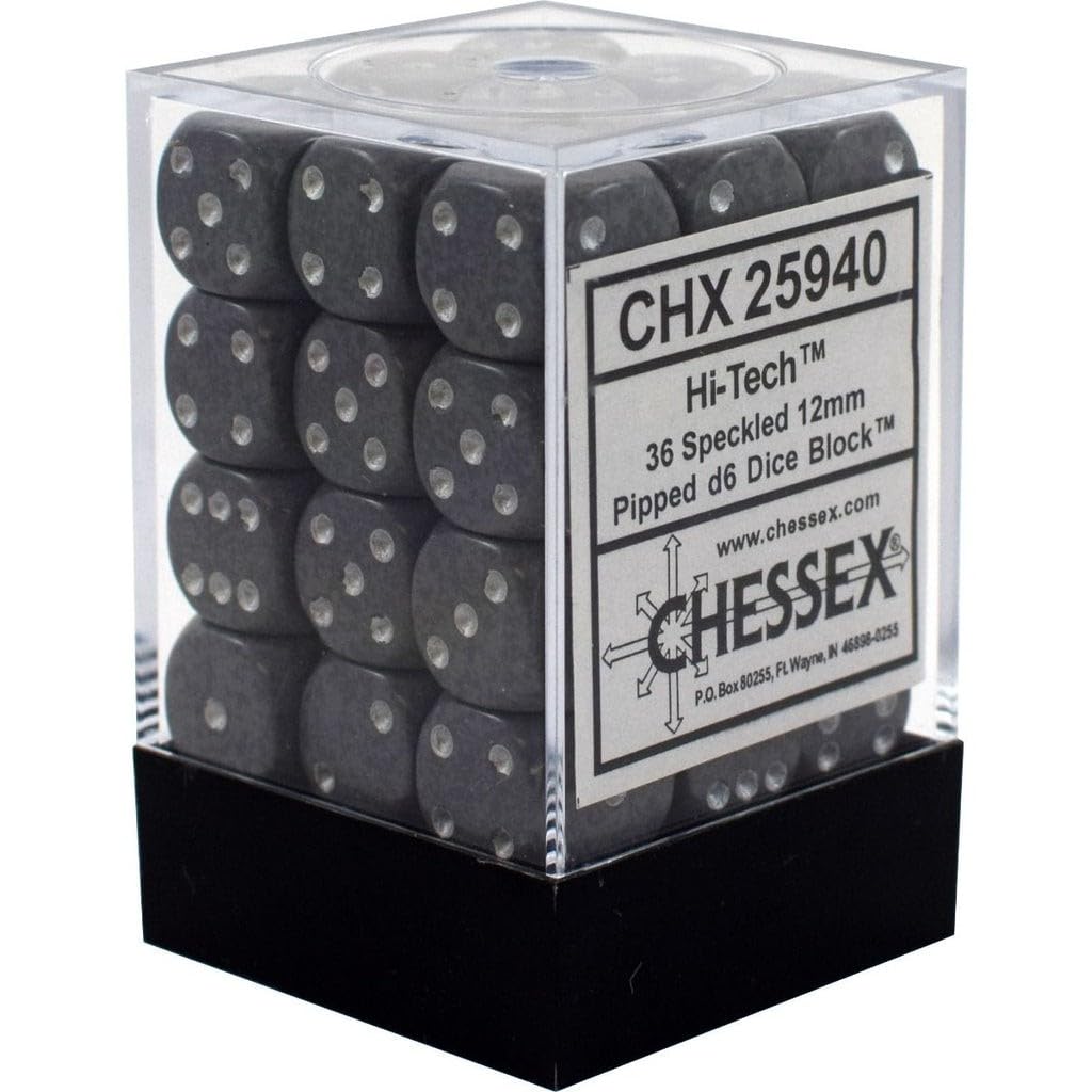 chessex Manufacturing 25940 Hi-Tech Speckled - 6 Sided 12 mm Dice Set Of 36
